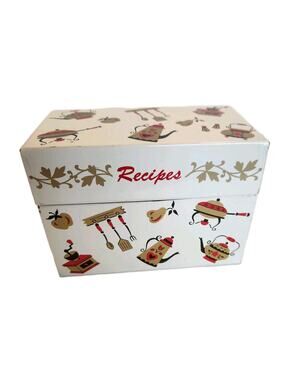 Vintage Ohio Art Tin Metal Recipe File Box Kitchen Collectible Midcentury